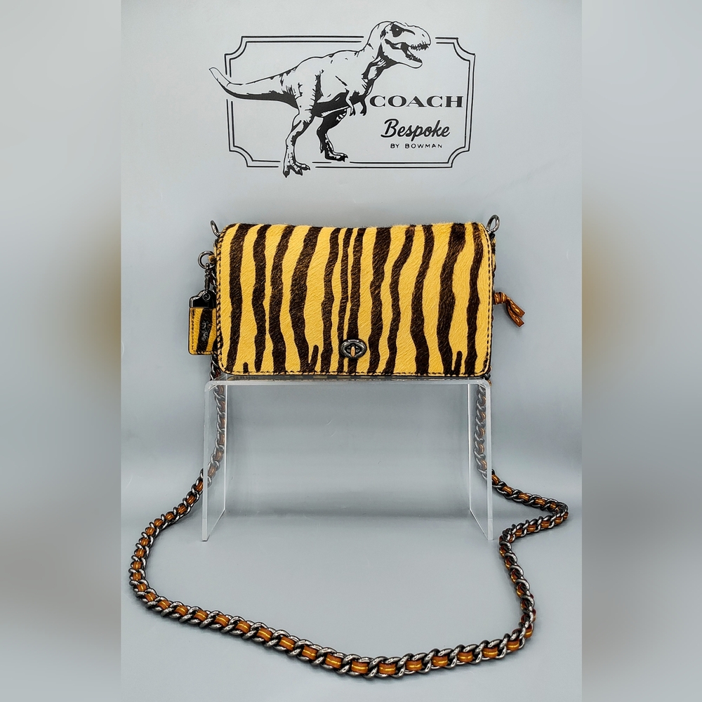 Custom Upcycled Coach Tiger Print Haircalf Dinky Crossbody